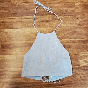 NEW Bacio Crop Top Size Large Light Blue Halter